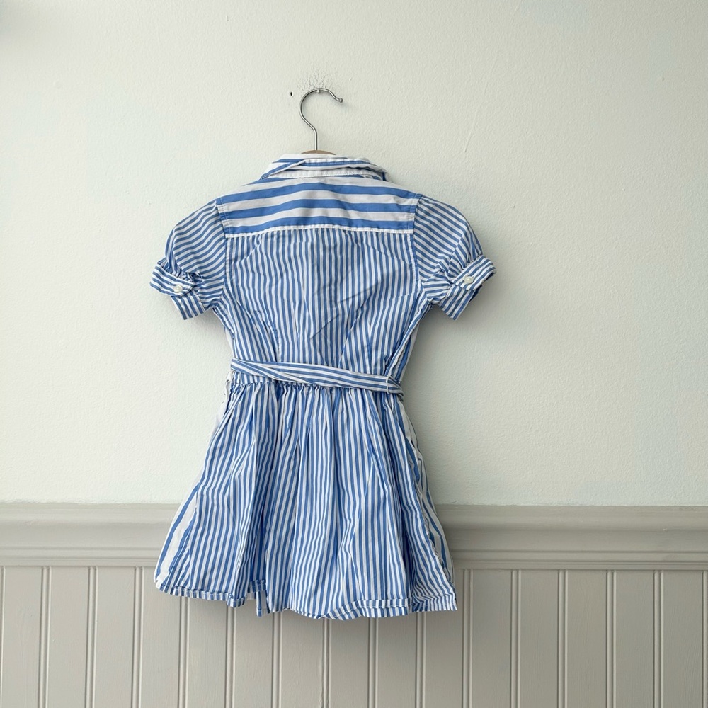 Polo by Ralph Lauren Girls 2T Blue White Striped Cotton Shirt Dress with Belt - Picture 5 of 5